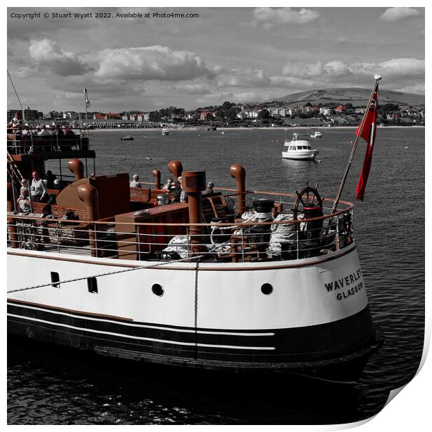 Swanage welcomes the Waverley paddle steamer Print by Stuart Wyatt