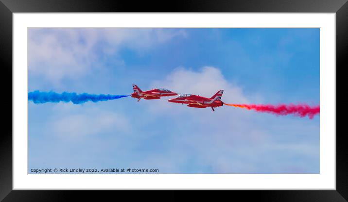 The Red Arrows Synchro Pair Framed Mounted Print by Rick Lindley