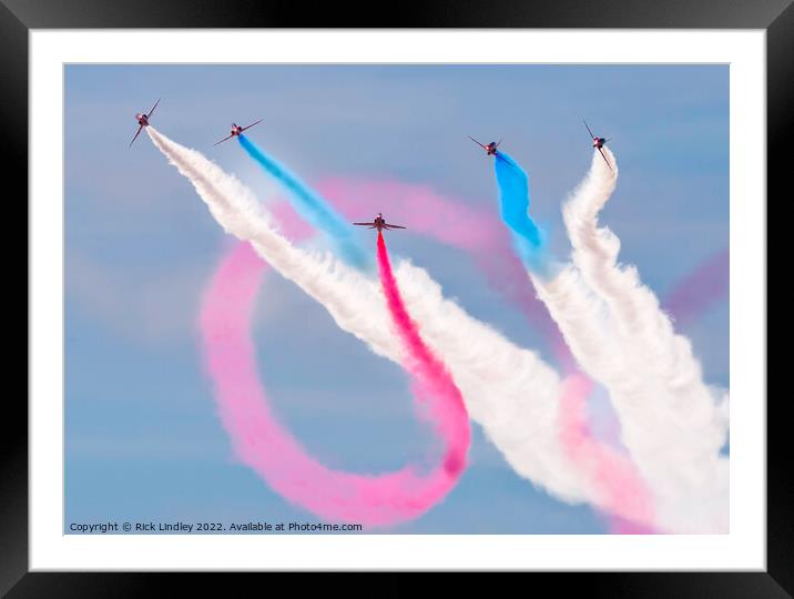 Red Arrows Formation Break Framed Mounted Print by Rick Lindley