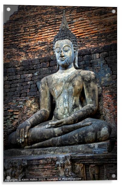 Buddha image,  Sukhothai Historical Park, Thailand Acrylic by Kevin Hellon