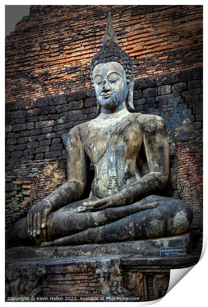 Buddha image,  Sukhothai Historical Park, Thailand Print by Kevin Hellon
