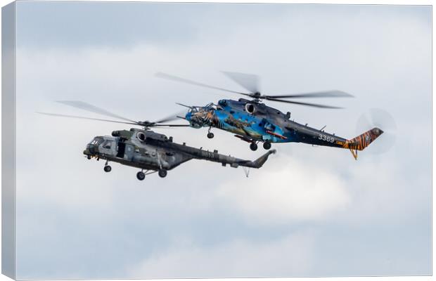 Mil Mi-24 Hind and Mil Mi-17 Hip Canvas Print by J Biggadike