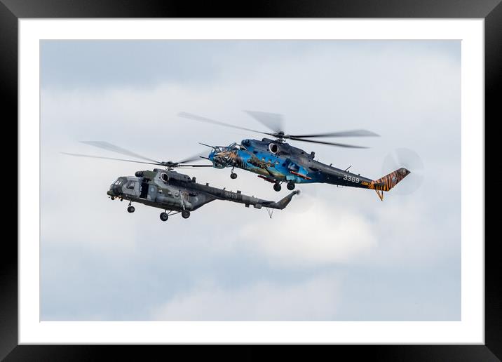 Mil Mi-24 Hind and Mil Mi-17 Hip Framed Mounted Print by J Biggadike