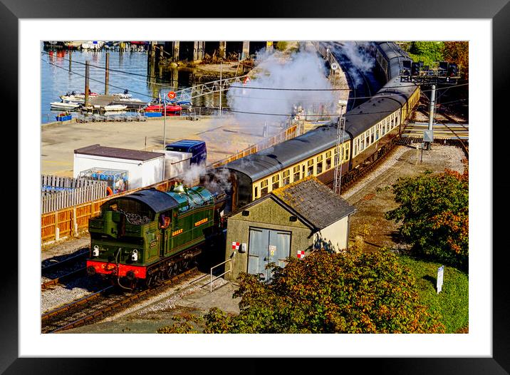 Steam Train Arriving At Kingswear Framed Mounted Print by Peter F Hunt