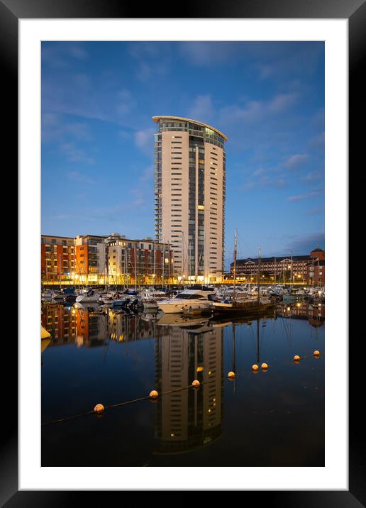 The Meridian tower at Swansea marina  Framed Mounted Print by Bryn Morgan