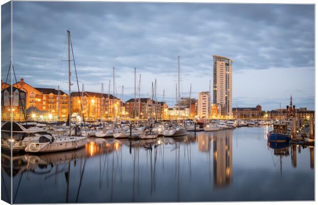 The Meridian tower at Swansea marina Canvas Print by Bryn Morgan