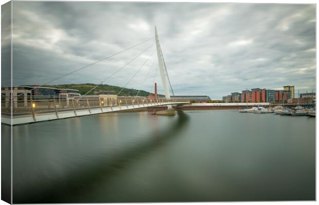 The sail bridge at Swansea marina Canvas Print by Bryn Morgan