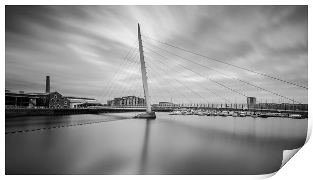 The sail bridge at Swansea marina Print by Bryn Morgan