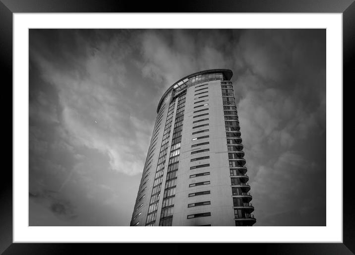 The Meridian tower viewed from Swansea bay Framed Mounted Print by Bryn Morgan