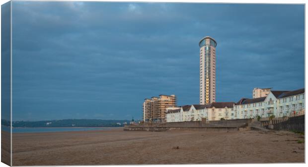 The Meridian tower viewed from Swansea bay Canvas Print by Bryn Morgan