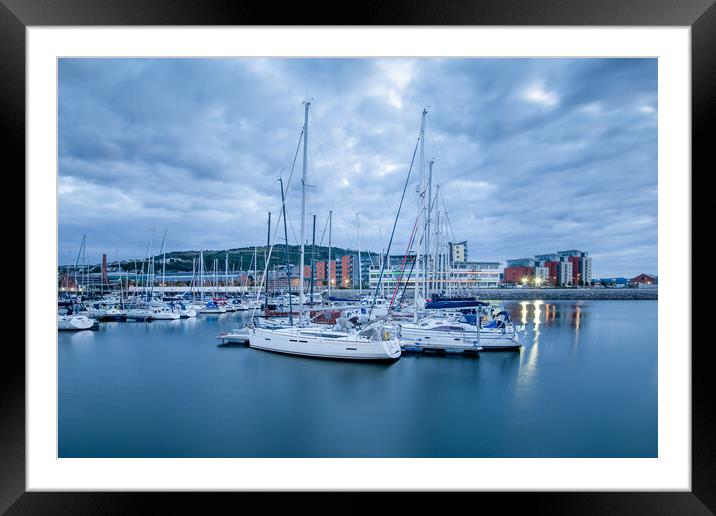 Boats at Swansea marina Framed Mounted Print by Bryn Morgan
