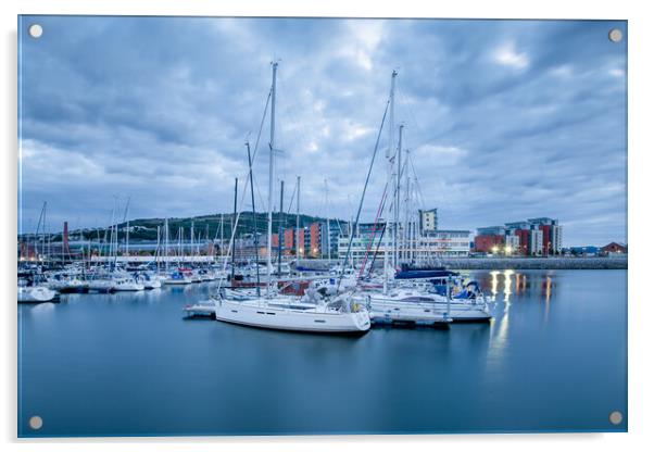 Boats at Swansea marina Acrylic by Bryn Morgan