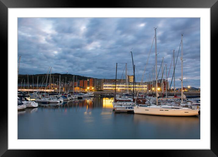 Boats at Swansea marina Framed Mounted Print by Bryn Morgan