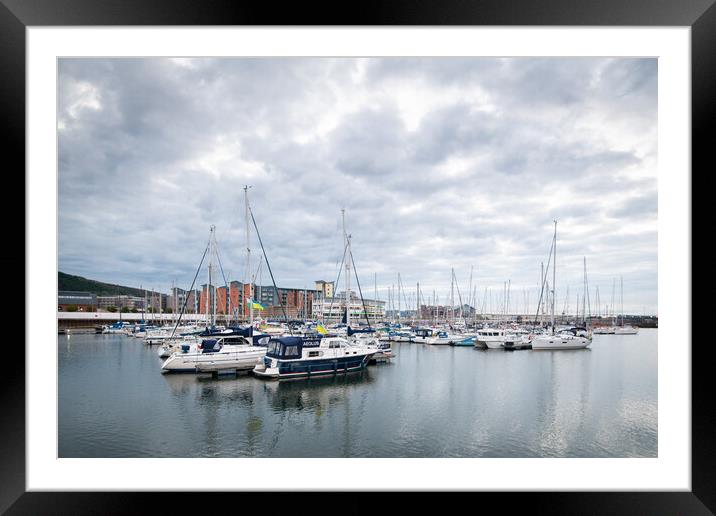 Boats at Swansea marina  Framed Mounted Print by Bryn Morgan
