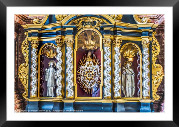 Golden Altar Jesuit Church Basilica Lucerne Switzerland  Framed Mounted Print by William Perry