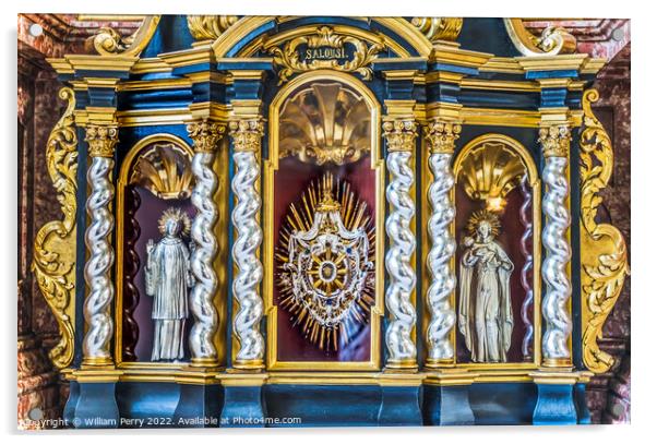 Golden Altar Jesuit Church Basilica Lucerne Switzerland  Acrylic by William Perry