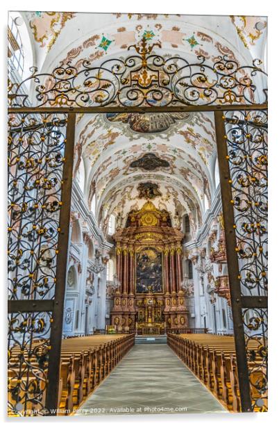 Gate Jesuit Church Basilica Altar Lucerne Switzerland  Acrylic by William Perry