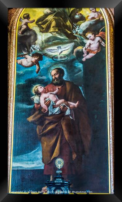 St Joseph Painting Jesuit Church Lucerne Switzerland Framed Print by William Perry