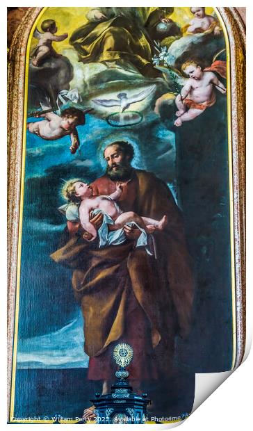 St Joseph Painting Jesuit Church Lucerne Switzerland Print by William Perry
