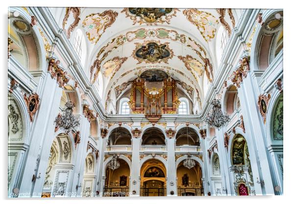 Organ Back Jesuit Church Basilica Lucerne Switzerland  Acrylic by William Perry