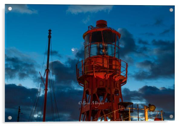 The Helwick lightship at Swansea marina Acrylic by Bryn Morgan