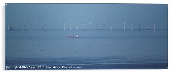 Blackpool offshore wind farm Acrylic by Rick Parrott