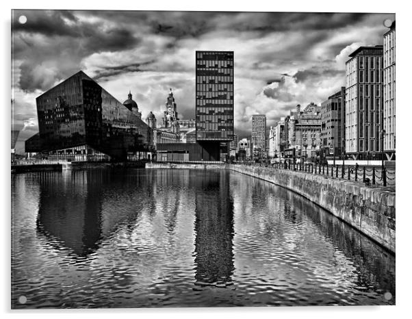 Canning Dock Reflections, Liverpool Acrylic by Darren Galpin