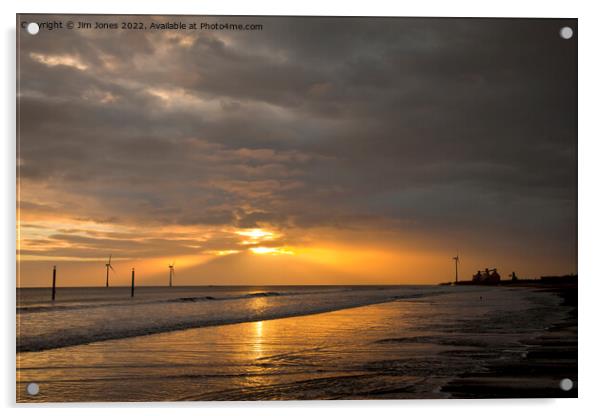 Dawn on the beach Acrylic by Jim Jones