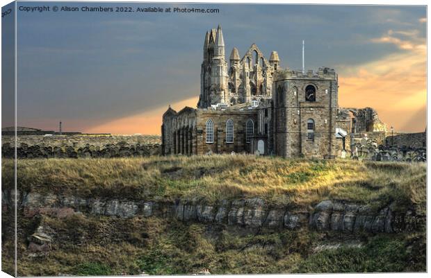 Whitby Abbey and Church Canvas Print by Alison Chambers