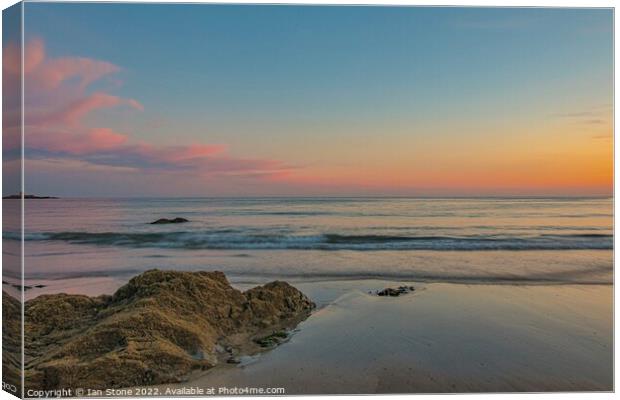Serene Sunset at Mothecombe Beach Canvas Print by Ian Stone