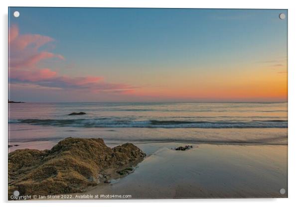 Serene Sunset at Mothecombe Beach Acrylic by Ian Stone
