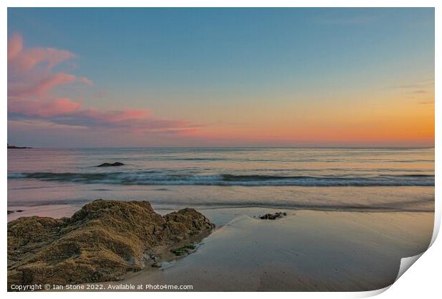 Serene Sunset at Mothecombe Beach Print by Ian Stone