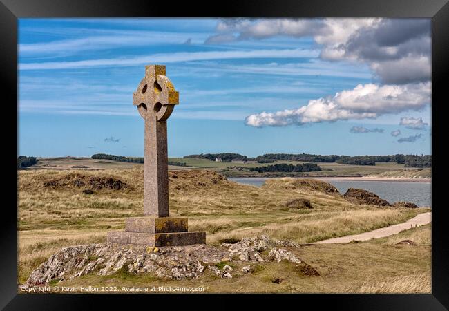 Celtic cross, Llandwyn Island Framed Print by Kevin Hellon