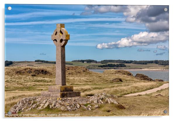 Celtic cross, Llandwyn Island Acrylic by Kevin Hellon