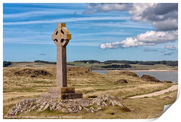 Celtic cross, Llandwyn Island Print by Kevin Hellon