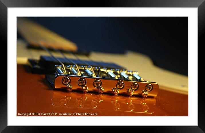Guitar Bridge Close Up Framed Mounted Print by Rick Parrott