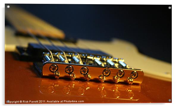 Guitar Bridge Close Up Acrylic by Rick Parrott