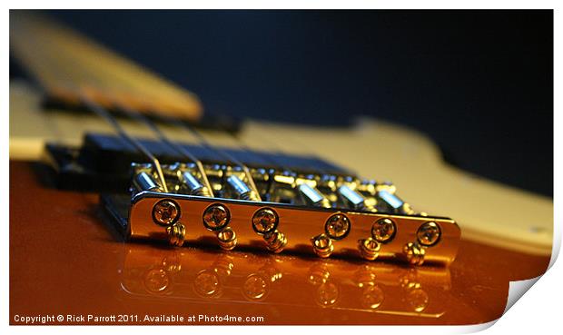 Guitar Bridge Close Up Print by Rick Parrott