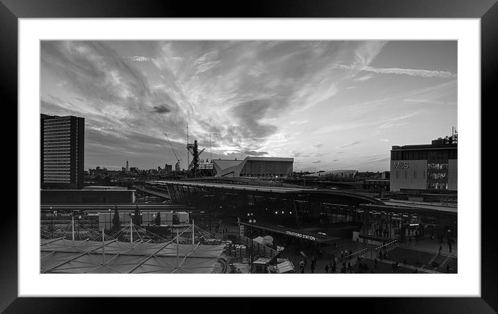 2012 Olympic park sunset Framed Mounted Print by David French