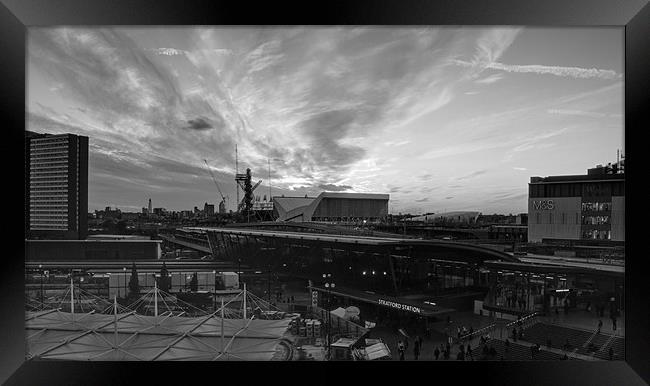 2012 Olympic park sunset Framed Print by David French