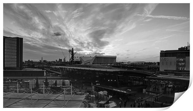 2012 Olympic park sunset Print by David French