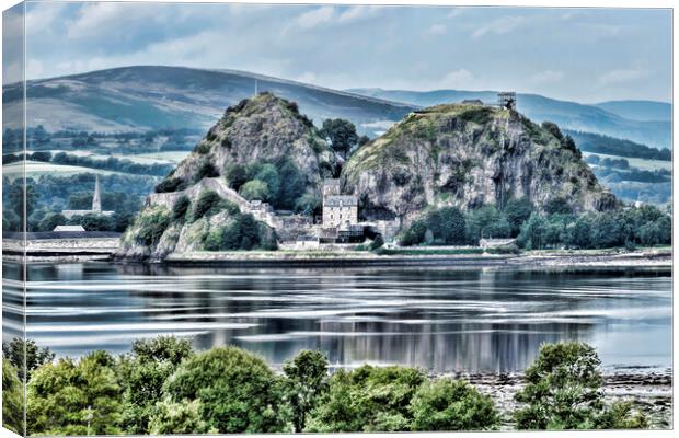 Dumbarton Rock Across The Clyde Canvas Print by Valerie Paterson