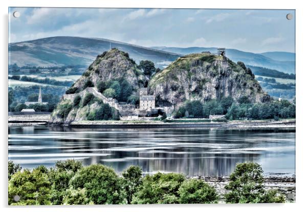 Dumbarton Rock Across The Clyde Acrylic by Valerie Paterson