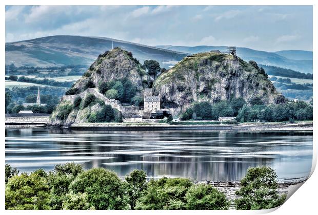 Dumbarton Rock Across The Clyde Print by Valerie Paterson