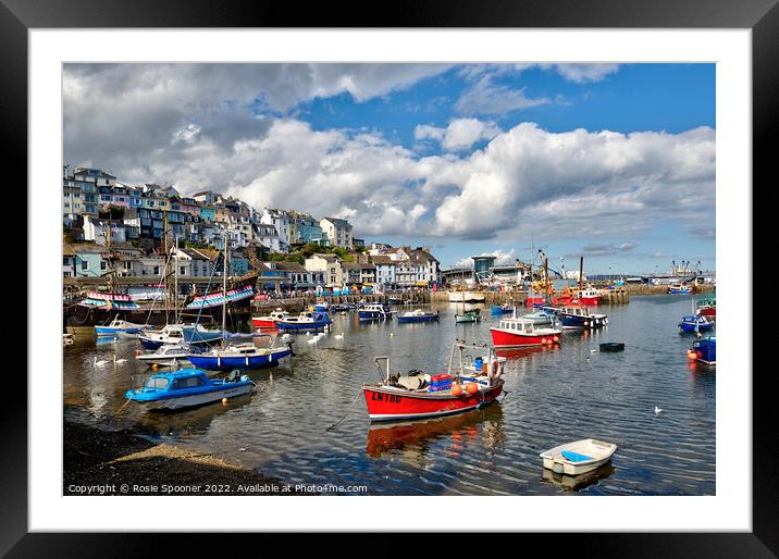 Colourful Brixham Harbour  Framed Mounted Print by Rosie Spooner