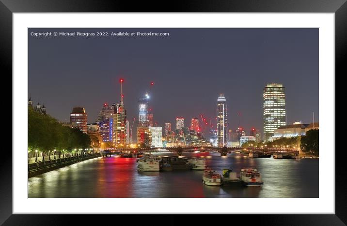 View at the River Thames in the city of London at night Framed Mounted Print by Michael Piepgras