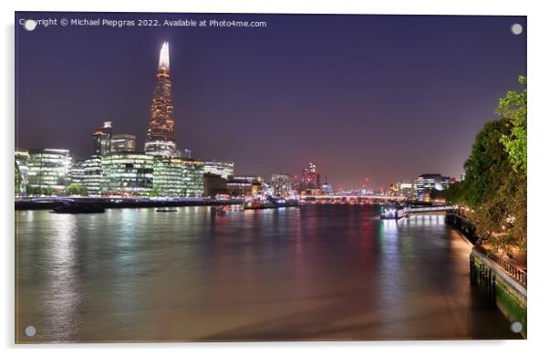 View at the River Thames in the city of London at night Acrylic by Michael Piepgras