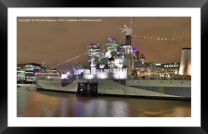 View at the River Thames in the city of London at night Framed Mounted Print by Michael Piepgras