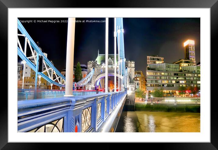 View at the tower bridge in London at night Framed Mounted Print by Michael Piepgras