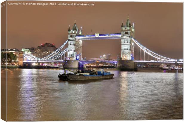 View at the tower bridge in London at night Canvas Print by Michael Piepgras